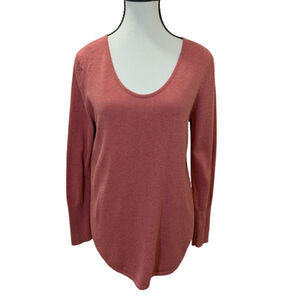 NIC+ZOE Coral Scoop Neck Sweater Minimalist Coastal Chic Capsule Knit Top M